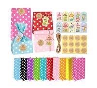 20 juegos de bolsas de regalo de feliz cumpleaños, bolsas de papel kraft para caramelos, bolsa de caramelos, etiqueta adhesiva, cuerda de feliz cumpleaños
