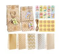 20 juegos de bolsas de regalo de feliz cumpleaños, bolsas de papel kraft para caramelos, bolsa de caramelos, etiqueta adhesiva, cuerda de feliz cumpleaños