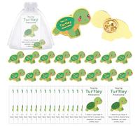20 juegos de regalos inspiradores impresionantes con texto en inglés "You're Turtley", alfileres de tortuga positivos, tarjetas de felicitación de tortuga y bolsas de organza, agradecimiento a los