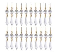 20 lágrimas transparentes para cristales con clips dorados para iluminación de candelabro, prismas colgantes para mejorar el brillo y el atractivo visual en espacios del hogar o eventos (transparente)