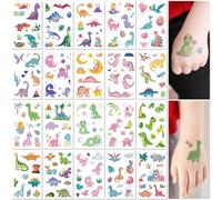 20 Láminas Tatuajes Temporales con Purpurina para Niños Diseños de Dinosaurios Seguros y Fáciles de Aplicar Impermeables Falsas Calcomanías de Tatuaje para Niños Niñas Regalos de Fiesta Divertidos