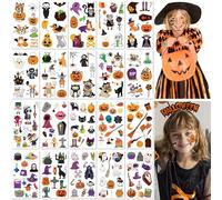 20 Láminas Tatuajes Temporales Halloween para Niños Impermeables Falsas Calcomanías de Tatuaje Diseños de Calabaza de Dibujos Animados Divertidos Seguros y Fáciles de Aplicar Regalos de Fiesta