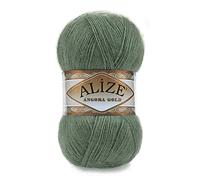 20% lana 80% acrílico suave hilo Alize Angora Gold hilo ganchillo lote de 2 skn 200 g 1204 yardas hilo turco de encaje tejido a mano (180 almendras oscuras)