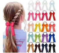 20 lazos de 3,5 pulgadas for animadoras, for niñas, for sujetar coletas, elásticos for el cabello Para Animadoras