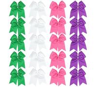 20 lazos de satén con bandas elásticas, lazos grandes para el pelo en varios colores, 7.5 pulgadas para rutinas deportivas y de baile para niñas