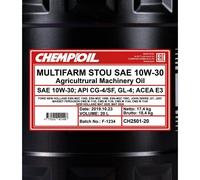 20 Litro CHEMPIOIL Ch Multifarm Stou 10W-30 aceite motor Api CG-4 / Sf,GL-4 Acea