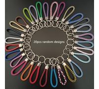 20 llaveros aleatorios de cuero sintético tejido tipo macaron para hombre, llavero de cuero sintético tejido a de goma multicolor para teléfono móvil, mochila, llave de coche