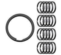 20 llaveros de 25 mm, llaveros Planos de Metal Negro, Anillos Planos Negros divididos, Juego de llaveros Redondos, Planos, Redondos, para casa, Coche, Oficina, Accesorios de Bricolaje