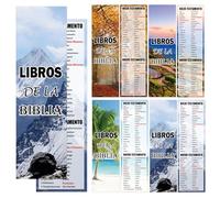 20 marcadores de libros españoles de la Biblia para lectura cristiana religiosa de la Biblia Guía Marcador en Español con Los Libros de La Biblia para lectores, niños, adolescentes, hogar, aula,