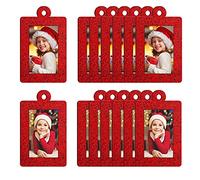 20 marcos de fotos de Navidad, marco de fotos con purpurina para árbol de Navidad, marco de fotos colgante de fieltro para decoración de árbol de Navidad (rojo, rectangular)