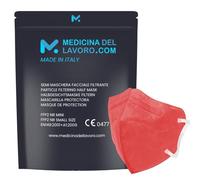20 Mascarillas FFP2/KN95 Colores Rojo Talla Pequeña Small Homologadas Certificación CE de 4 Capas, Máscara Protectora, Mascarilla de Protección con Filtros BFE≥95| 20 Piezas - Made in Italy