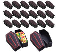 20 Mini ataúdes clásicos de plástico Negro, Accesorios de Halloween para Pedir Dulces en Interiores y Exteriores, 3 x 1, 6 x 1 Pulgada.