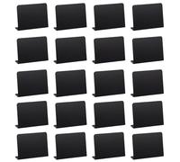 20 mini letreros acrílicos de pizarra, 100 mm x 75 mm, en forma de L, borrable, pequeña pizarra para mensajes, tablero de mesa para bufé, boda, fiesta (negro)