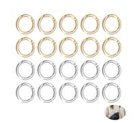 20 mini mosquetones redondos en O, 25 mm, llaveros redondos, mosquetones redondos, carabinero pequeño, anillo dividido, llavero, gancho para bolsos, monederos, manualidades, oro plateado