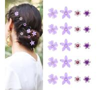 20 Mini Pinzas Pelo Flores, Lindas Horquillas Pelo Diamantes Imitación, Pequeñas Pinzas Decorativas Pelo Boda, Flores Moradas, Accesorios para el Pelo de Novia para Niñas y Mujeres