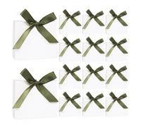 20 minibolsas de regalo con lazos, 11,5 × 4,5 × 10 cm, pequeñas, blancas, bolsas de regalo para Navidad, fiestas, cumpleaños, bodas (lazos verdes)