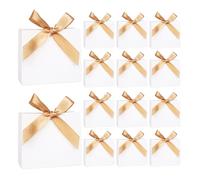 20 minibolsas de regalo con lazos, 11,5 × 4,5 × 10 cm, pequeñas, blancas, bolsas de regalo para Navidad, fiestas, cumpleaños, bodas (lazos dorados)