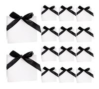 20 minibolsas de regalo con lazos, 11,5 × 4,5 × 10 cm, pequeñas, blancas, bolsas de regalo para Navidad, fiestas, cumpleaños, bodas (lazos negros)