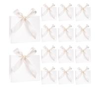20 minibolsas de regalo con lazos, 11,5 × 4,5 × 10 cm, pequeñas, blancas, para Navidad, fiestas, cumpleaños, bodas (lazos blancos)