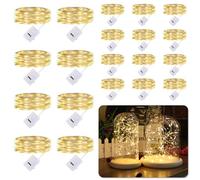 20 miniluces de cadena a pilas, 2 m, 20 luces LED pequeñas, luces de interior, 3 modos, guirnalda de luces impermeables DIY para fiestas, bodas y decoración navideña (blanco cálido)