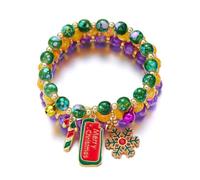 20 mm Correa de reloj para hombre, copo de nieve, árbol de Navidad, pulsera elástica de perlas, multicolor, campanas, renos, pulseras para mujeres, niñas, vacaciones de Navidad, pulsera para tenis de