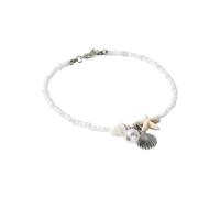 20 Mm Uhrenarmband Für Herren natürliches und Muschel-Fußkettchen, modisches handgewebtes blaues Perlen- und Reisperlen-Armband, Armband und Fußkettchen, verstellbar Uhr Gt 2 Lederband, Einheitsgröße