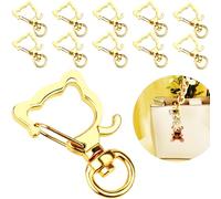 20 mosquetones de oso con mosquetón, llavero, mosquetón de metal, llavero, para manualidades, colgantes, llaveros, para accesorios de bricolaje, figuras de ganchillo (dorado)