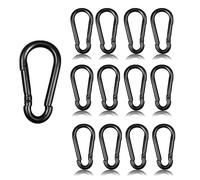20 mosquetones negros M5, gancho a presión de 3/16 pulgadas, mosquetones pequeños de enlace rápido, hebilla de eslabones de mosquetón de resorte de 2 pulgadas para pesca, camping, hamaca, correas de
