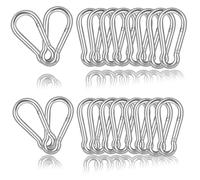 20 mosquetones plateados M5, gancho a presión de 3/16 pulgadas, clips pequeños, mosquetón de resorte de 2 pulgadas para pesca, camping, hamaca, correas de perro, capacidad de sujeción de 220 libras