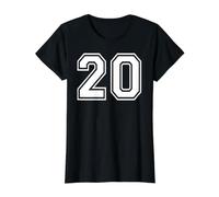20 Number Twenty Team Sports Diseño gráfico a Juego Varsity Camiseta gráfica económica, Mujer, Negro, L