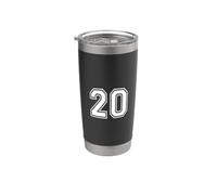 20 Number Twenty Team Sports Diseño gráfico a juego Varsity Vaso térmico de acero inoxidable de doble pared