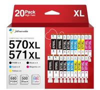 20-Pack 570XL 571XL Cartuchos de Tinta Compatible para Canon PGI-570XL CLI-571XL para PIXMA MG5700 MG5750 TS5053 MG5751 MG6850 MG6851 TS5050 TS5051 TS6050 TS6051 TS5055 MG5753 MG6852