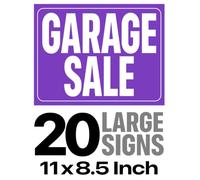 20-Pack "Garage Sale" Signs: Large 11x8.5 Inch Eye-Catching Purple Posters Book: High-Visibility Neighborhood Yard Sale Signage | Premium Print Paper Pack for Estate, Moving & Clearance Sales