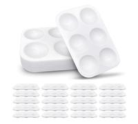 20 paletas mezcladoras de plástico, bandeja rectangular de color blanco, 6 paletas de acuarela para artistas, acuarelas o pintura acrílica, 8,6 x 12,8 cm