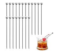 20 palillos de cóctel de acero inoxidable, reutilizables, para fruta, postre, tenedor de metal, palillos de cóctel, frutas, aperitivos, aperitivos pequeños, antipasti y cócteles