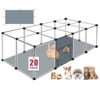 20 paneles de corralito para animales pequeños, corralito transparente para mascotas con tapete impermeable, jaula de plástico portátil para pollos bebés, cobayas, conejos, hurones, hámsteres, erizos