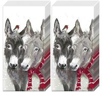 20 pañuelos (2 x 10) con dos burros para invierno | Animales | Navidad