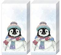 20 pañuelos (2 x 10) lindo pingüino en ropa de invierno como regalo para los amantes de los animales en invierno