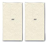 20 Pañuelos ((2 x 10) Moments Ornament Crema/Beige - Uni Ornamente con relieve/Boda/Alegría Tears
