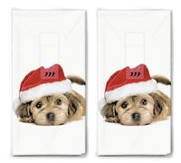 20 pañuelos (2 x 10) pañuelos de bolsillo con diseño de perro navideño