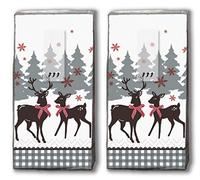 20 pañuelos (2 x 10), pañuelos de bolsillo, diseño de ciervos