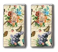 20 Pañuelos ((2 x 10) Vintage Summer de verano Escena Vintage/Flores/Mariposas/Diseño pañuelos (