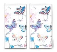 20 pañuelos individuales con diseño de mariposas en color azul. 2 paquetes de 10 pañuelos individuales impresos como regalo.