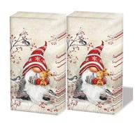 20 pañuelos individuales de Navidad con diseño de enano con conejo. 2 paquetes de 10 pañuelos de papel individuales impresos como regalo.
