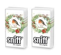 20 pañuelos individuales de Navidad con diseño de pájaro en corona de invierno. 2 paquetes de 10 pañuelos individuales como regalo.