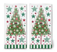 20 pañuelos individuales de Navidad decorados con árbol de Navidad. 2 paquetes de 10 pañuelos de papel individuales impresos como regalo.