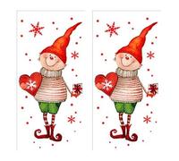 20 pañuelos individuales de Navidad enanos esperan Navidad. 2 paquetes de 10 pañuelos individuales como regalo.