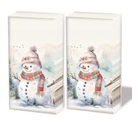 20 pañuelos individuales de Navidad muñeco de nieve con alegría. 2 paquetes de 10 pañuelos de papel individuales impresos como regalo.