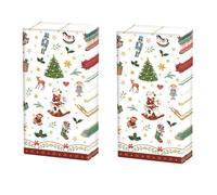 20 pañuelos individuales de Navidad pequeños símbolos de Navidad rojos. 2 paquetes de 10 pañuelos de papel individuales impresos como regalo.