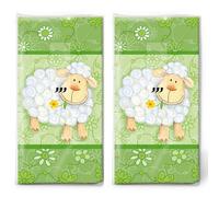 20 pañuelos individuales, diseño de ovejas sonrientes, 2 paquetes de 10 pañuelos individuales impresos como regalo.